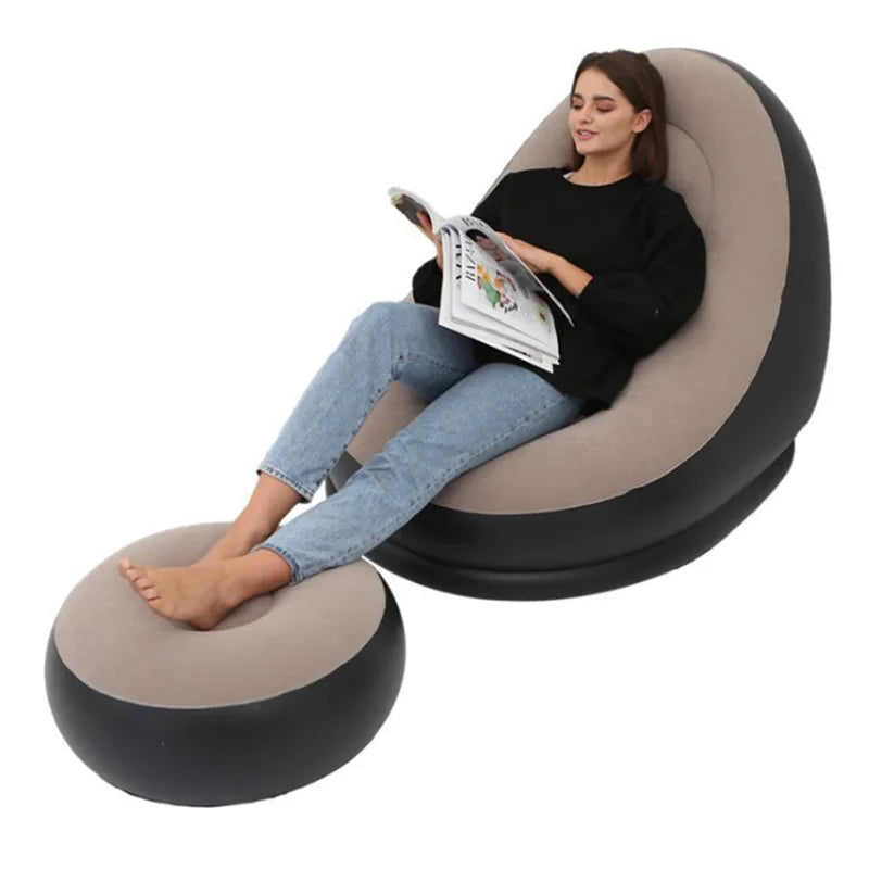 Inflatable Lazy Sofa Chair - Foldable Sofa With Slip-On Lunch