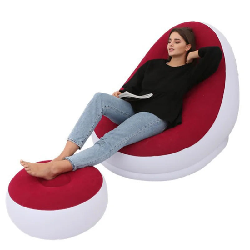 Inflatable Lazy Sofa Chair - Foldable Sofa With Slip-On Lunch