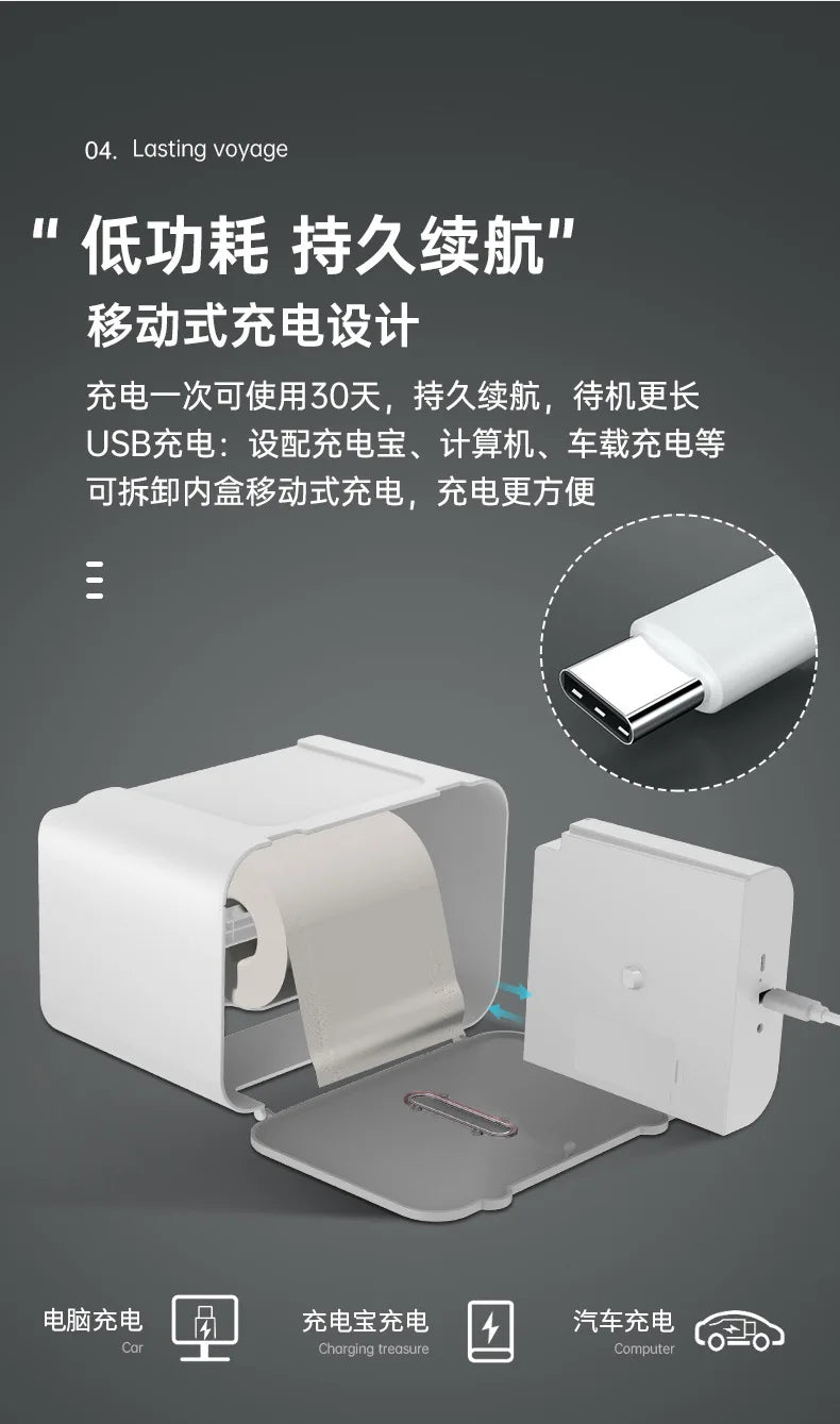 Automatic Smart Toilet Paper Dispenser Wall-Mounted