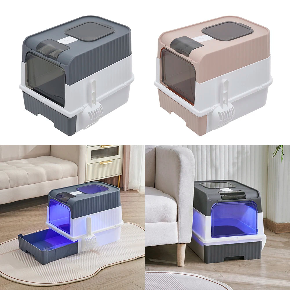 Fully Enclosed Cat Litter Box with UV Sterilization