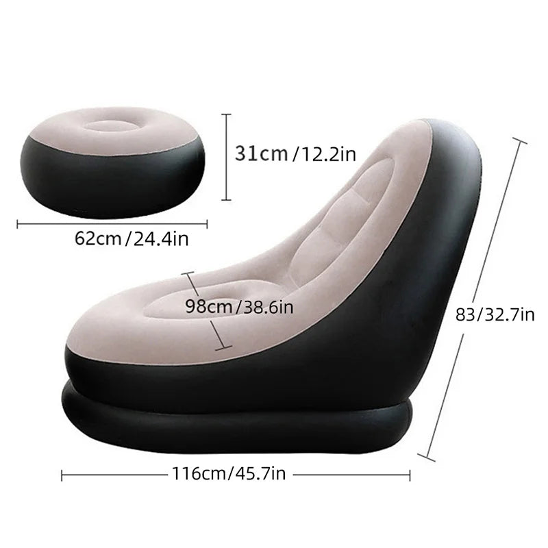 Inflatable Lazy Sofa Chair - Foldable Sofa With Slip-On Lunch