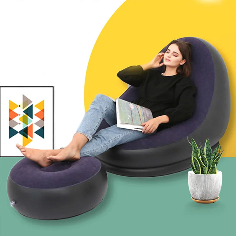 Inflatable Lazy Sofa Chair - Foldable Sofa With Slip-On Lunch