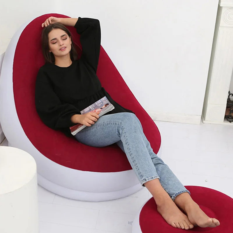 Inflatable Lazy Sofa Chair - Foldable Sofa With Slip-On Lunch