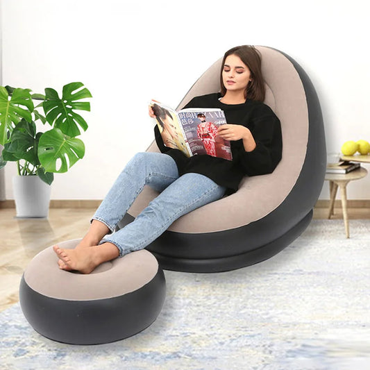 Inflatable Lazy Sofa Chair - Foldable Sofa With Slip-On Lunch