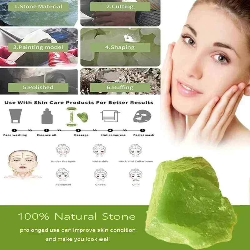 Natural Jade Face Roller - Gua Sha Set