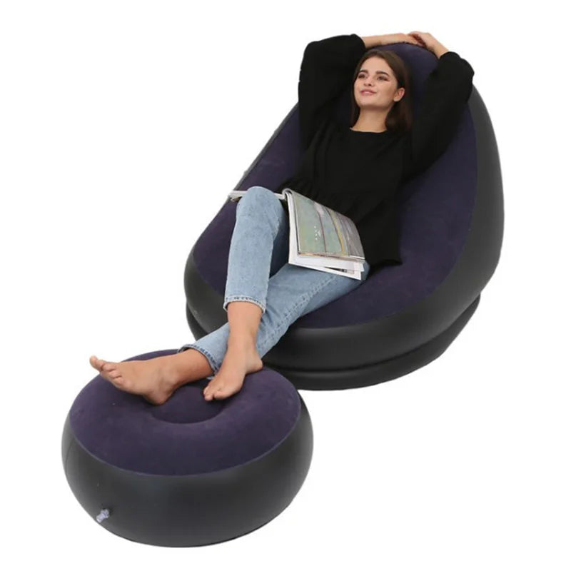 Inflatable Lazy Sofa Chair - Foldable Sofa With Slip-On Lunch