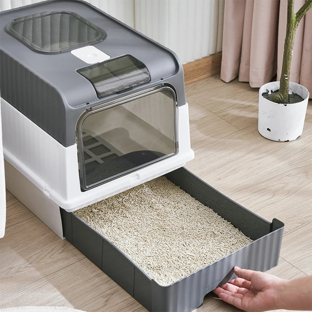 Fully Enclosed Cat Litter Box with UV Sterilization